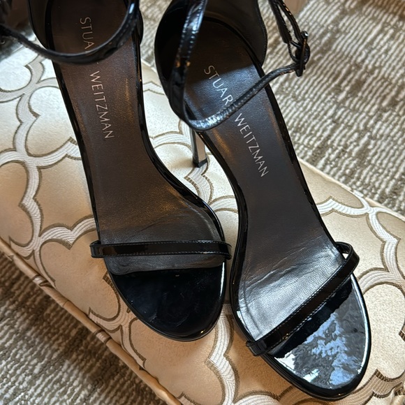 Stuart Weitzman Patent Leather Sky High Stiletto Heels 5 Inches Nudist - 8M - Picture 15 of 16